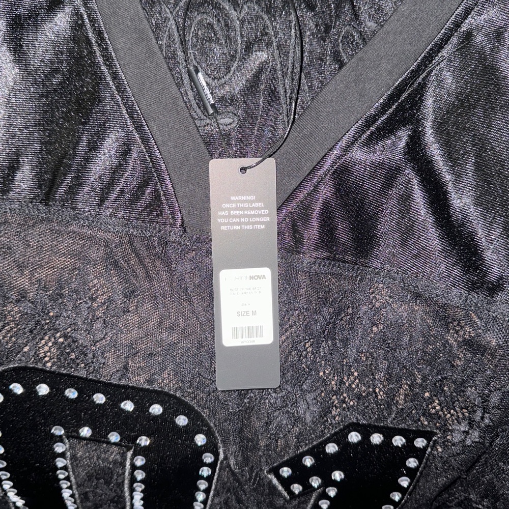 Lace Jersey Top - Black - Picture 6 of 8